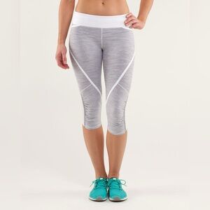 Lululemon Run race Leggings Gray Striped Reflective Running Pants Women Size 4